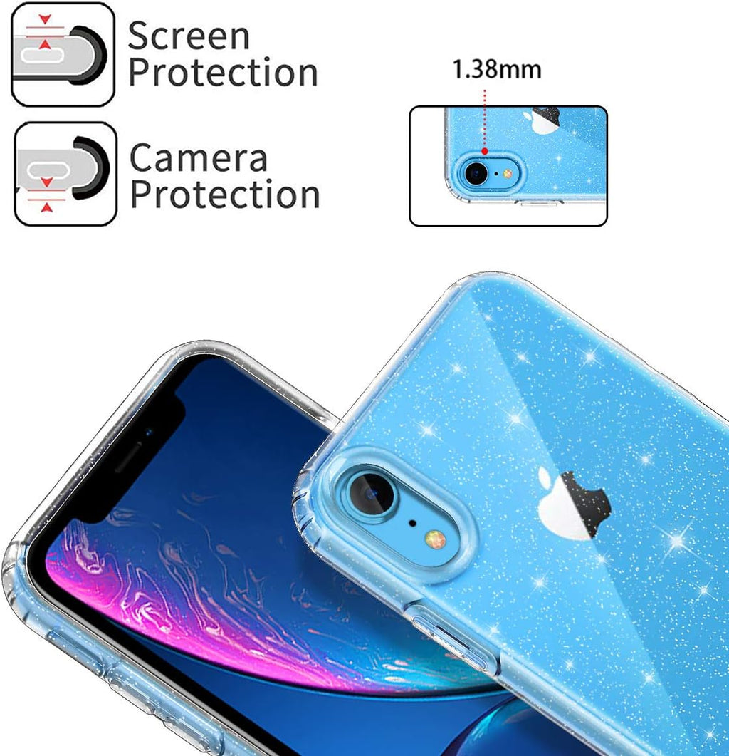 Entronix Case Compatible with iPhone XR - [Hard Back] Glitter Clear