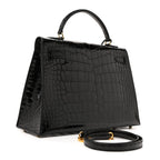 Shiny Alligator Kelly Sellier 32 Black