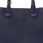Derby Calfskin House Check Medium Banner Tote Ink Blue