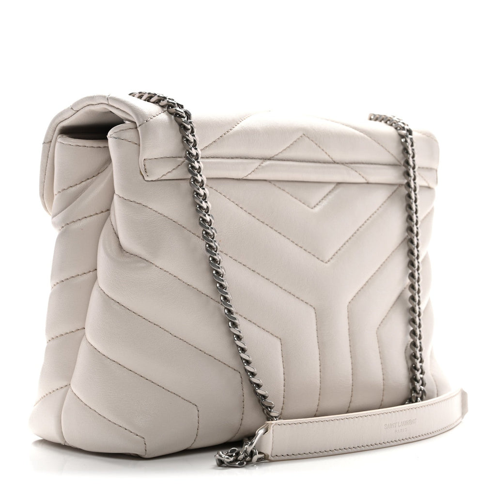Calfskin Y Quilted Monogram Small Loulou Chain Satchel Ivory