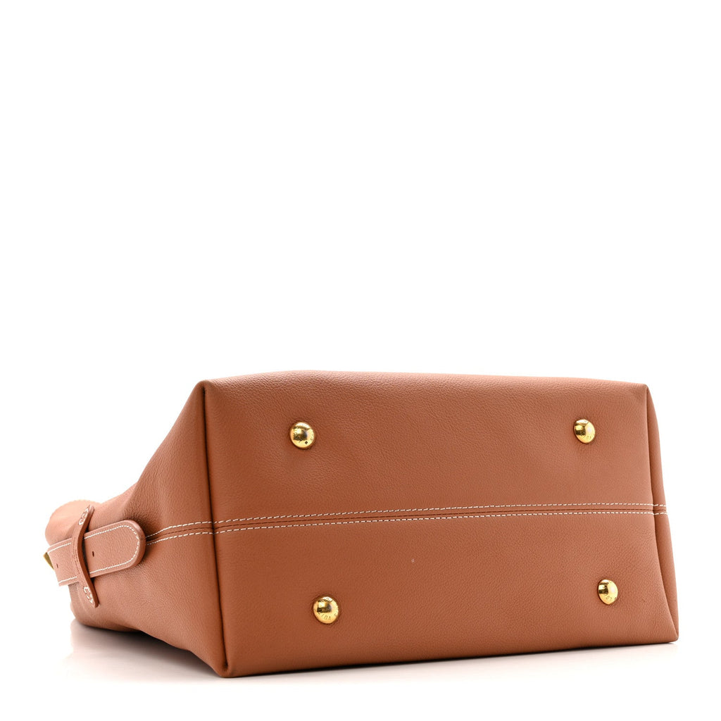 Grained Calfskin Low Key Hobo MM Cognac