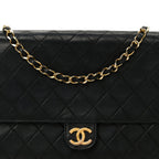 Lambskin Quilted Medium Single Flap Black
