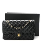 Lambskin Quilted Medium Double Flap Black