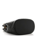 Lambskin Quilted Chaine Lettre Small Bucket Bag Black