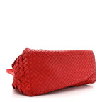 Nappa Intrecciato Ruffle Tote Red