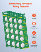 CR2450 Lithium Battery, 20 Count (Pack of 4) Lithium Coin Battery, Non-Mercury and Anti-Swallow Designed, Long Lasting 3V CR 2450 Cell Batteries, for Key Fobs, Glucometers, and Other Devices