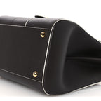 Grained Calfskin Bi-Color Brillant Mini Satchel Black
