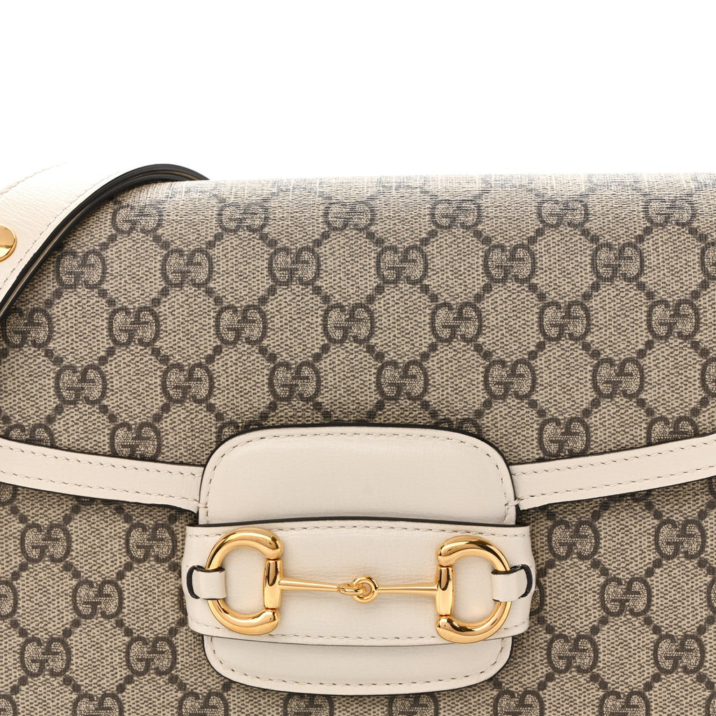 GG Supreme Monogram Horsebit 1955 Shoulder Bag Beige Mystic White