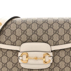 GG Supreme Monogram Horsebit 1955 Shoulder Bag Beige Mystic White