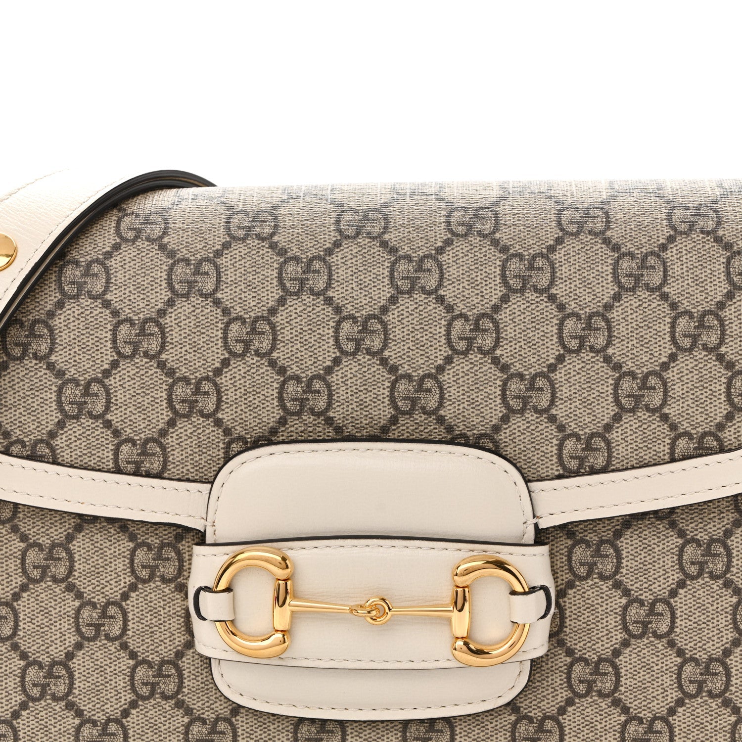 GG Supreme Monogram Horsebit 1955 Shoulder Bag Beige Mystic White