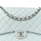 Caviar Quilted Maxi Double Flap Light Blue