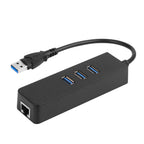 3-Port USB 3.0 Hub + Gigabit Ethernet Adapter - 10/100/1000 Mbps LAN Converter - RJ45 Wired USB Network Adapter