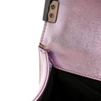 Metallic Patent Calfskin Quilted Medium Boy Flap Light Pink