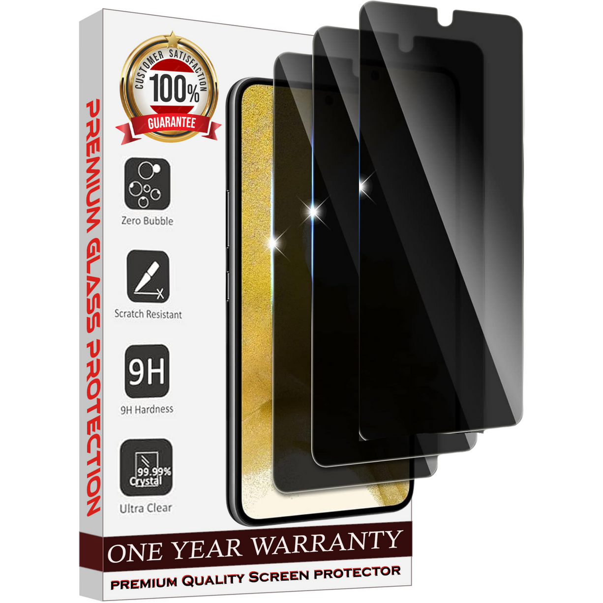 Entronix Anti-Spy Privacy Screen Protector Compatible with Galaxy S24 Ultra - 3-Piece Combo