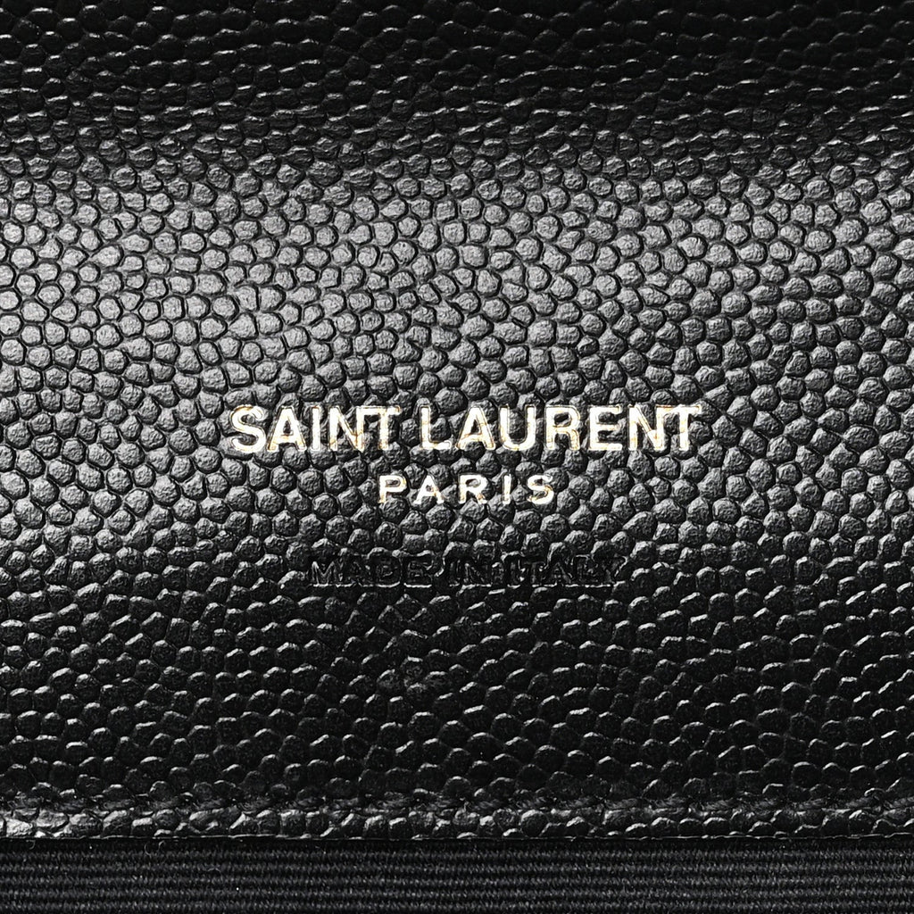 Grain De Poudre Matelasse Chevron Monogram Envelope Clutch Black