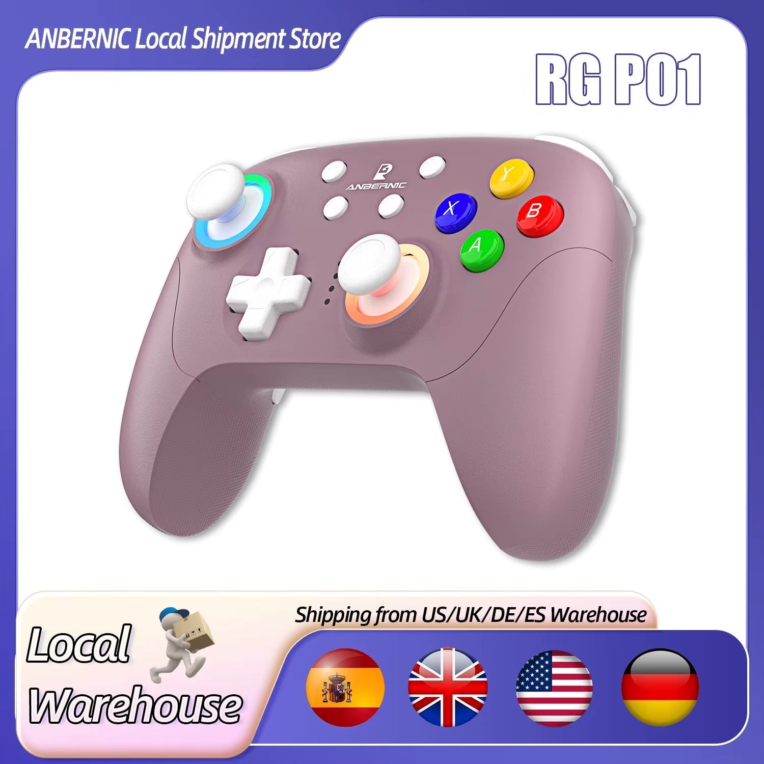 RG P01 Wireless Gaming Controller with Trigger Joystick, Macro Key, and RGB Breathing Light for Switch, PC, Android, and iOS
