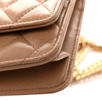 Calfskin Quilted Perfect Fit Wallet On Chain WOC Beige