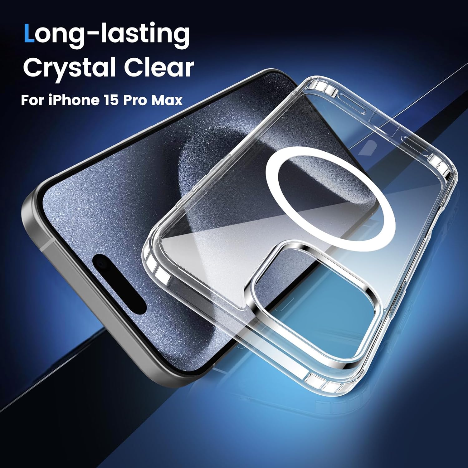 Entronix [Magnetic] Case Compatible with iPhone 15 Pro - [Hard Back] Thick Clear