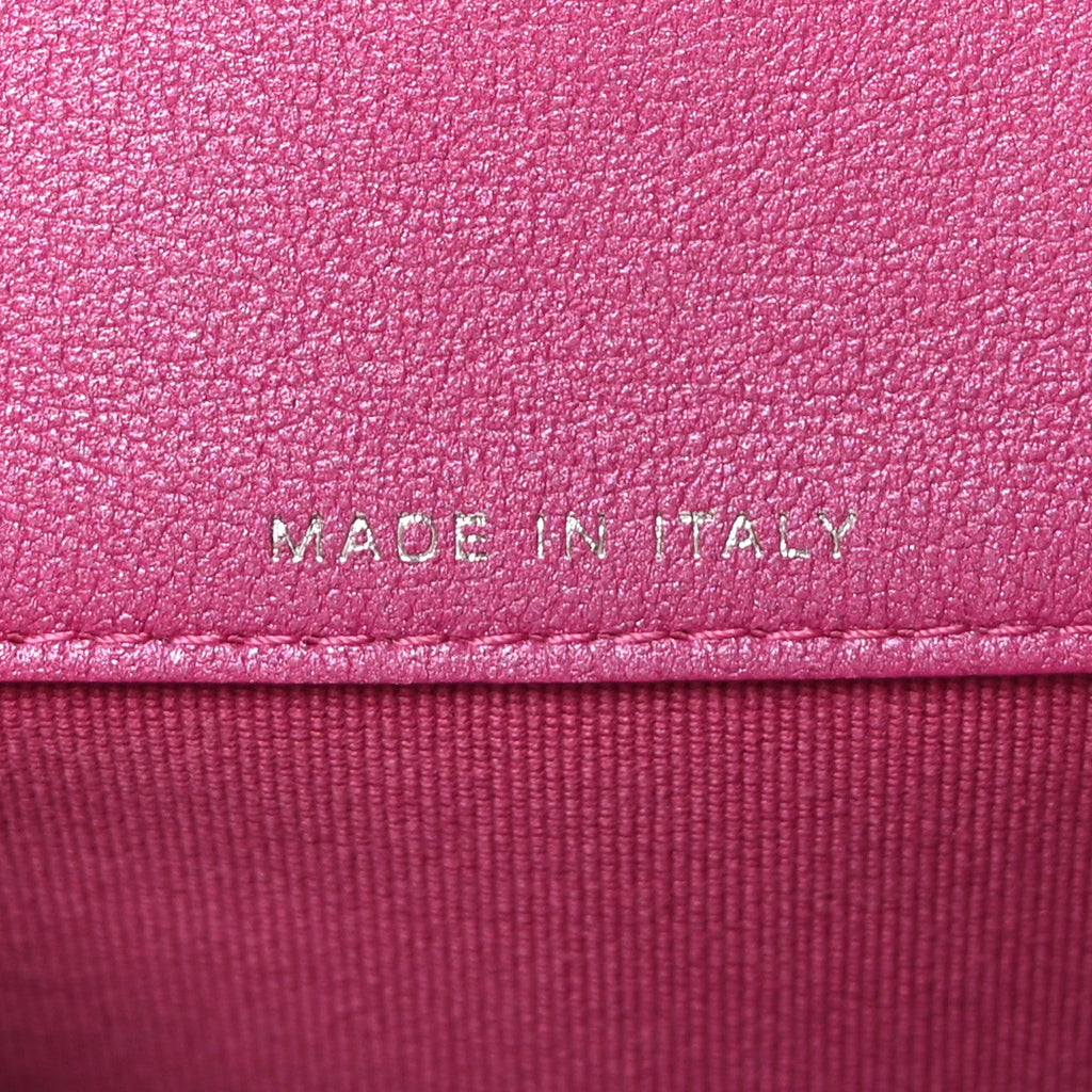 Patent Lambskin Quilted CC Hook Card Holder Pink