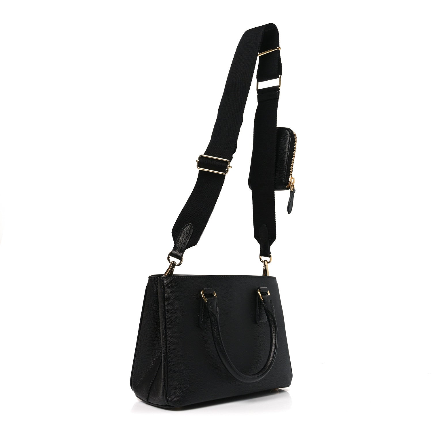 Saffiano Lux Micro Galleria Shoulder Bag Black