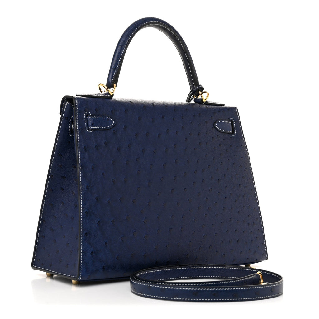 Ostrich Horseshoe Kelly Sellier 28 Bleu Iris