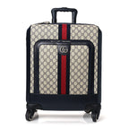 GG Supreme Monogram Textured Dollar Calfskin Web Small Savoy Cabin Trolley Beige Blue