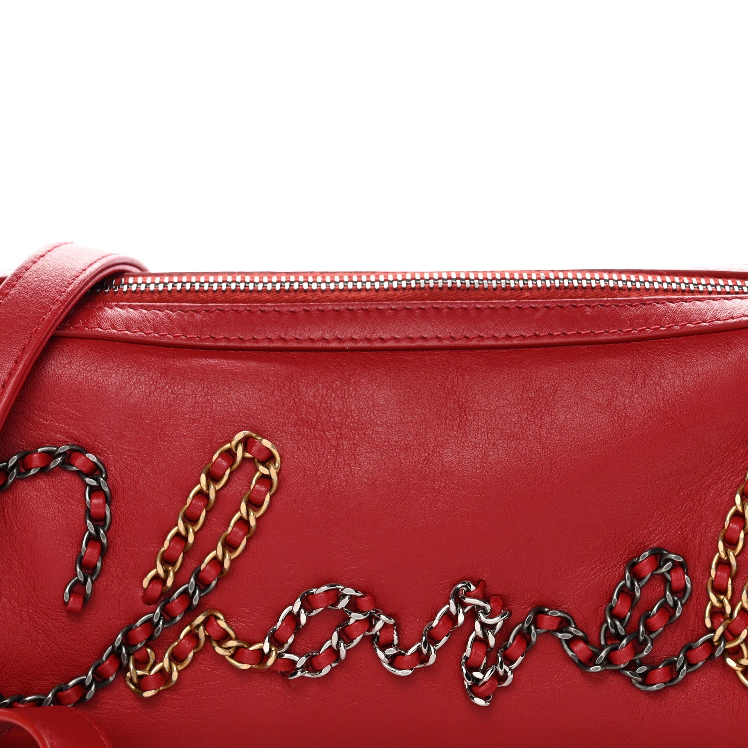 Calfskin Chain 20s Signature Bowling Bag Red