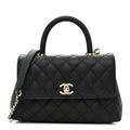 Caviar Quilted Mini Coco Handle Flap Black