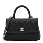 Caviar Quilted Mini Coco Handle Flap Black