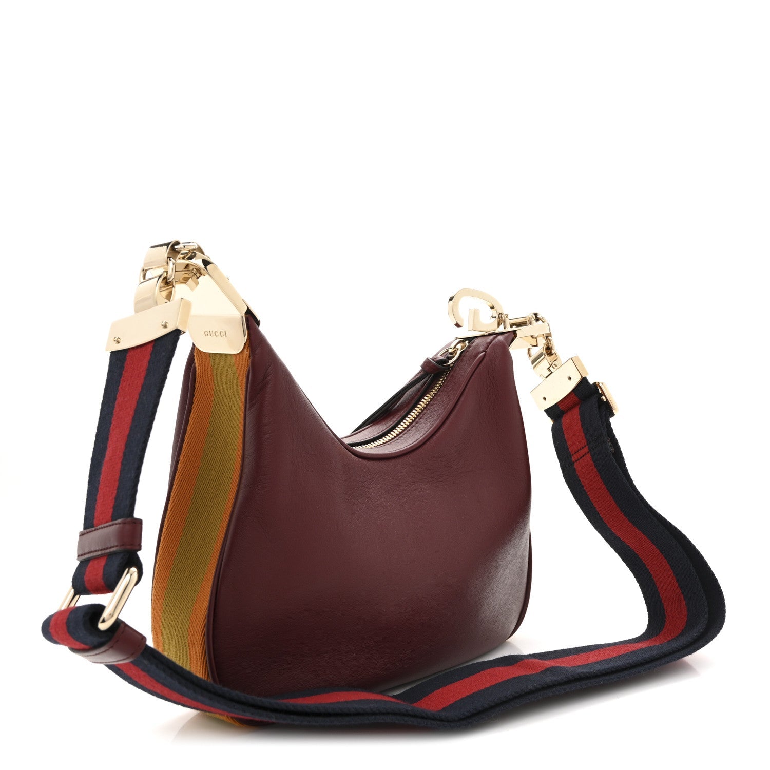 Aria Calfskin Web Small Attache Shoulder Bag Rosso Ancora