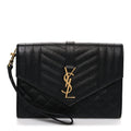 Grain De Poudre Textured Mixed Matelasse Triquilt Monogram Clutch Black