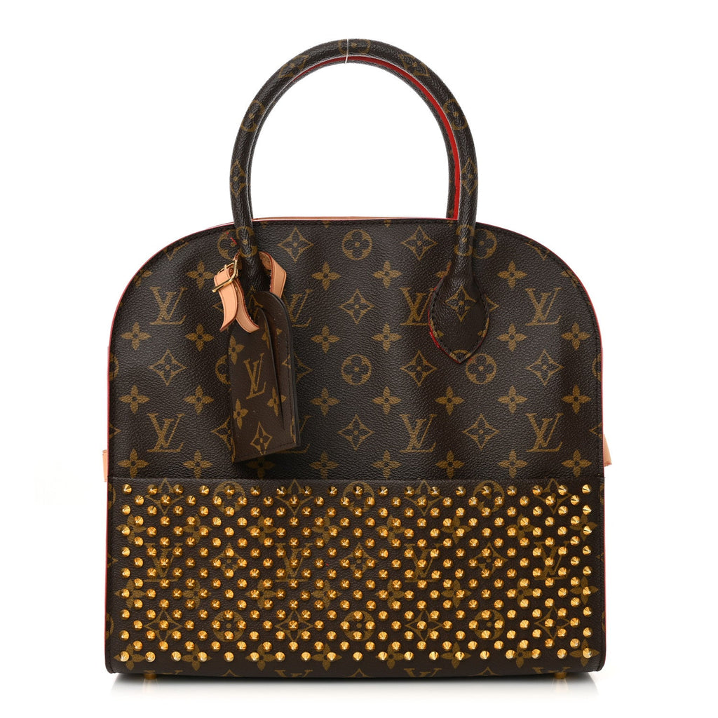 Monogram Calf Hair Spikes Iconoclasts Christian Louboutin Tote Red