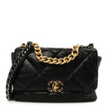 Goatskin Quilted Large Chanel 19 Flap Black