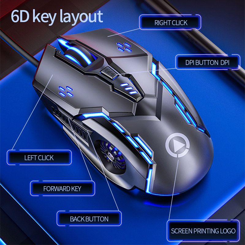 3200DPI G5 Mechanical E-Sports Wired Mouse For Computer Mouse Gamer Rechargeable Backlight Silent Office USB Mouse For Laptop - Key Mute