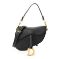 Grained Calfskin Saddle Bag With Strap Black