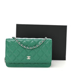 Caviar Quilted Wallet On Chain WOC Green