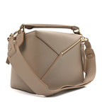 Calfskin Large Puzzle Edge Bag Sand