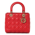 Lambskin Cannage Medium Lady Dior Red