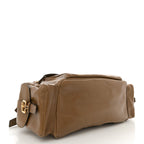Shiny Calfskin Large Double Carry Camera Bag Dark Khaki
