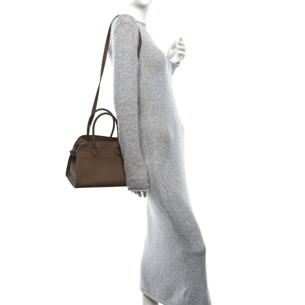 Grained Calfskin Soft Margaux 10 Bag Dark Taupe