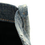 Washed Frayed Denim Logo Medium Hardware Tote Blue