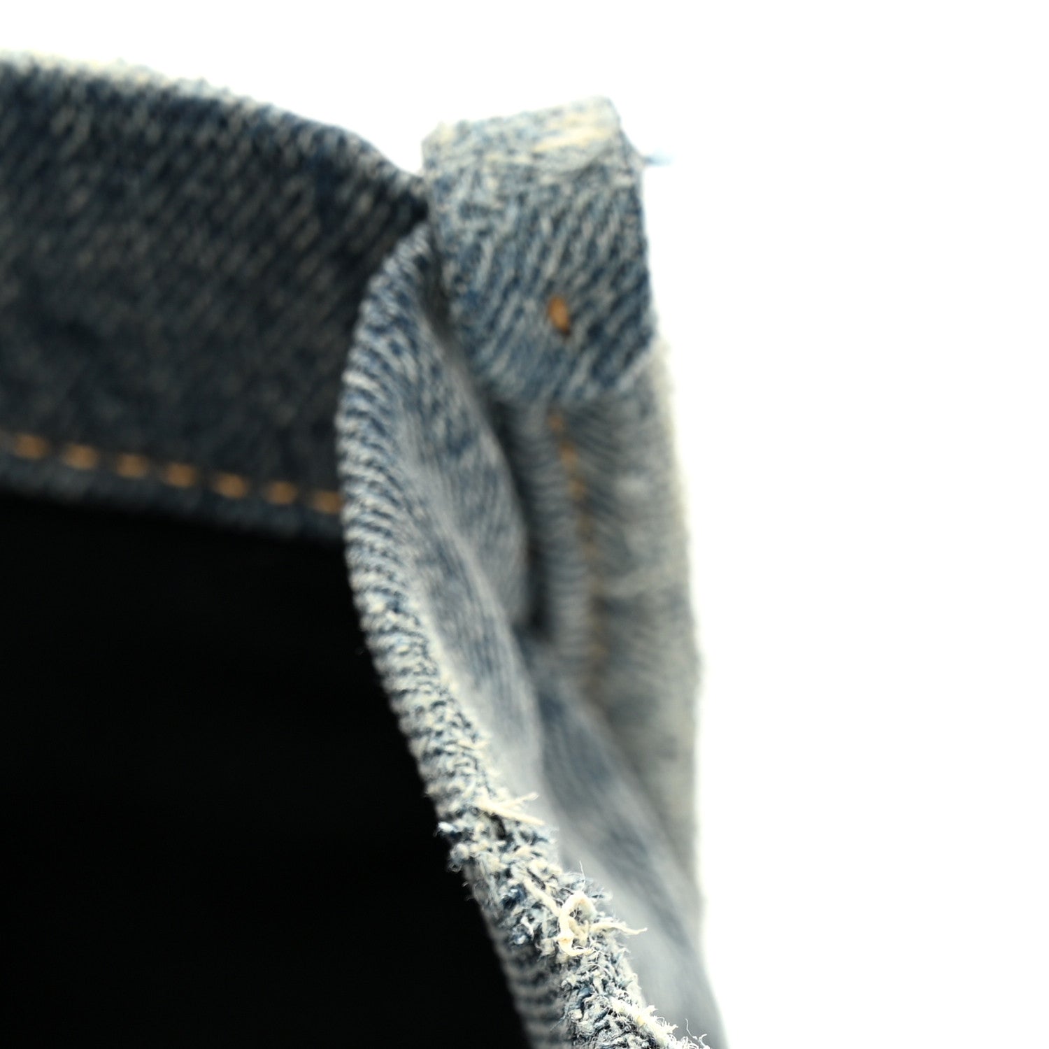 Washed Frayed Denim Logo Medium Hardware Tote Blue