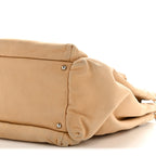 Lambskin Stitched Accordion Flap Tote Beige