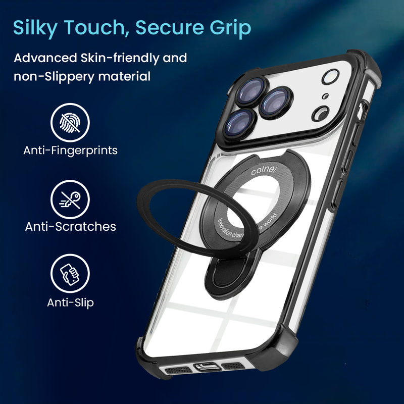 Entronix [Magnetic] Case Compatible with iPhone 17 Pro - [Clear Back] Luxury Glossy Gripstand