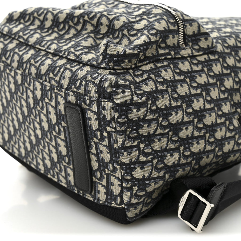 Oblique Calfskin Rider Backpack Beige Black