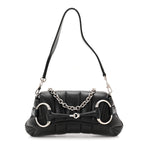 Nappa Vertical Matelasse Small Maxi Horsebit Chain Shoulder Bag Black