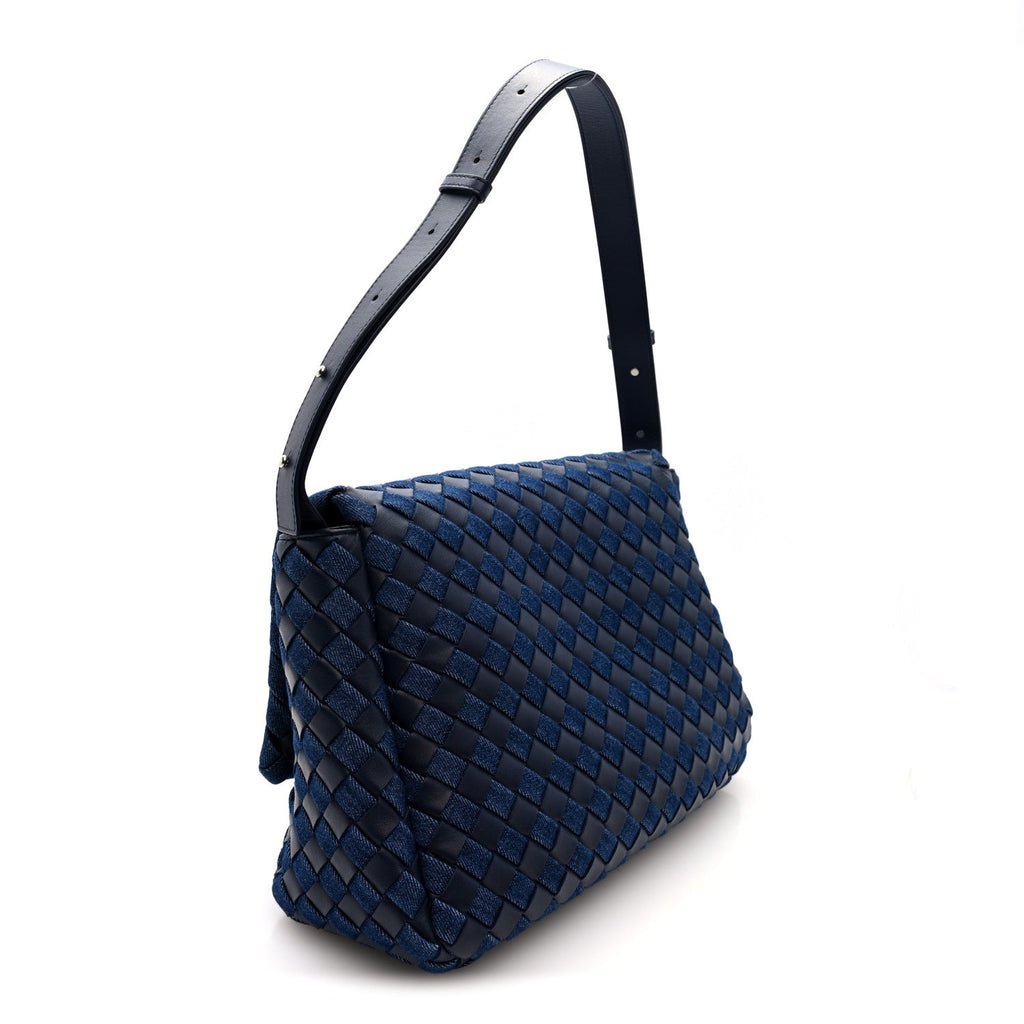 Denim Nappa Intrecciato Padded Messenger Abyss Indigo