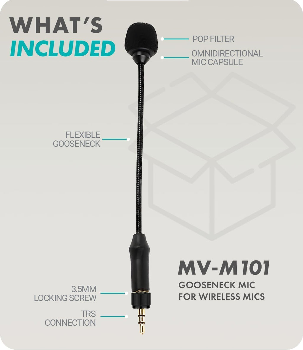 Movo MV-M101 Gooseneck Lav Mic Pack for 2