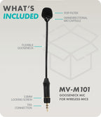 Movo MV-M101 Gooseneck Lav Mic Pack for 2
