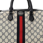 GG Supreme Monogram Web Medium Ophidia Top Handle Bag Beige Blue